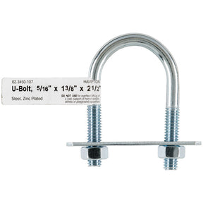 Hampton 5/16 in. X 1-3/8 in. W X 2-1/2 in. L Coarse Zinc-Plated Steel U-Bolt, Pack of 10
