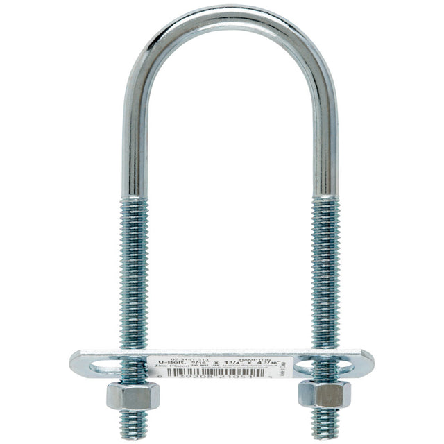 Hampton 5/16 in. X 1-3/4 in. W X 4-3/16 in. L Coarse Zinc-Plated Steel U-Bolt, Pack of 10