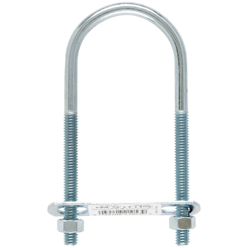 Hampton 5/16 in. X 2 in. W X 4-3/4 in. L Coarse Zinc-Plated Steel U-Bolt, Pack of 10