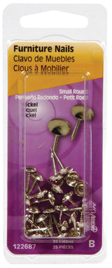 HILLMAN 7/16 in. Furniture Nickel Stainless Steel Nail Round Head, Pack of 6