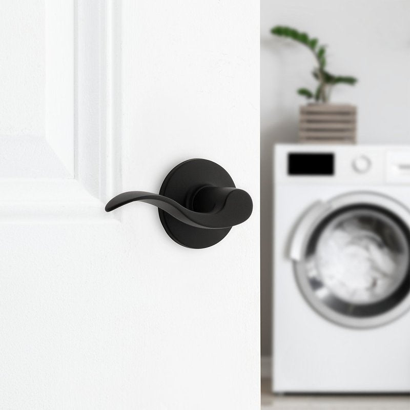 Weiser Safe Lock Layton 9SL10000-115 Passage Door Handle, Lever Handle, Matte Black, 1-3/8 to 1-3/4 in Thick Door