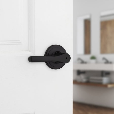 Weiser Elements Henley 9GLC3310-082 Privacy Door Handle, Transitional Design, Lever Handle, Matte Black, Zinc