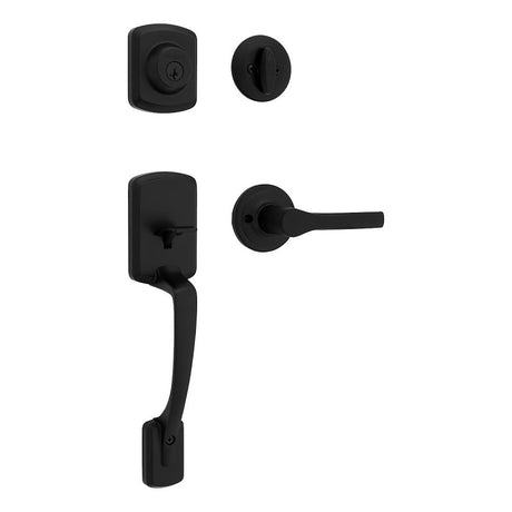Weiser Elements Henley 9GLC94710-024 Handleset with Henley Lever, 3 Grade, Zinc, Matte Black, 1-3/4 in Thick Door