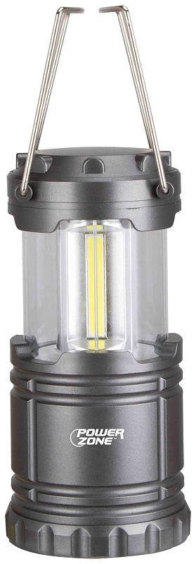 PowerZone LP-6378-COB Collapsible Camping Lantern, LED Lamp, White, ABS, Silvery Black Gun-Metal Finish, Pack of 6