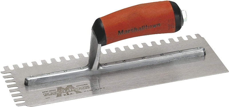 Marshalltown 718SD Trowel, 11 in L, 4-1/2 in W, U Notch, Curved Handle