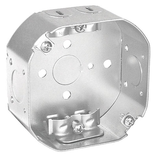 Southwire 24151-R-UPC Octagon Box, 3-1/2 in OAW, 1-1/2 in OAD, 3-1/2 in OAH, Steel Housing Material, Silver, Galvanized
