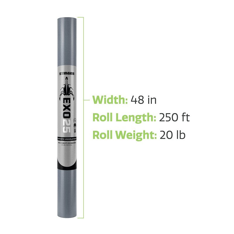 Stinger EXO25 48" x 250' Synth Felt Underlayment 7Mil 10SQRoll