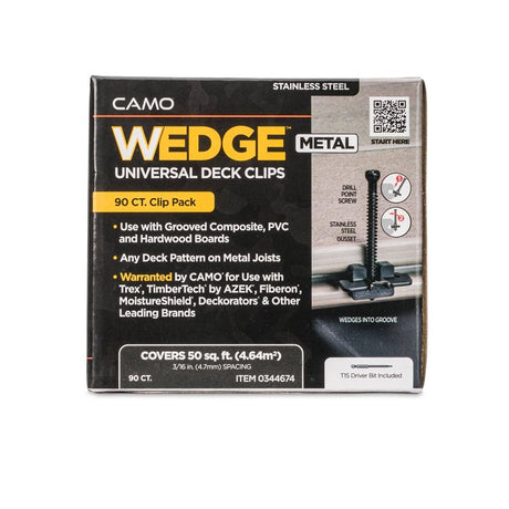 Camo 344674 Deck Clip, 2 in L, Stainless Steel
