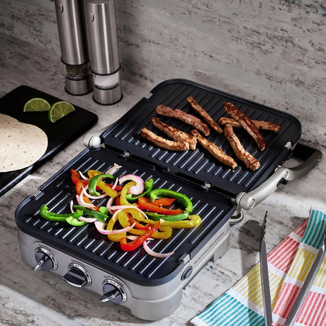 Cuisinart Griddler Series GR-4NNAS Indoor Griddle and Panini Press, 9 in W Cooking Surface, 11 in D Cooking Surface, 1500 W
