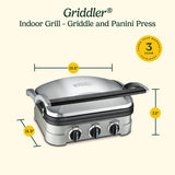 Cuisinart Griddler Series GR-4NNAS Indoor Griddle and Panini Press, 9 in W Cooking Surface, 11 in D Cooking Surface, 1500 W