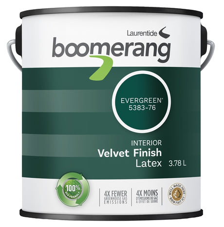 Boomerang 5383 Series 5383-76L19 Interior Paint, Eggshell, Evergreen, 1 gal, 430 sq-ft Coverage Area