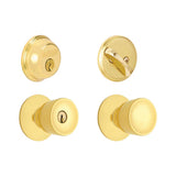 Schlage Bell Bright Brass Deadbolt and Entry Door Knob 1-3/4 in.