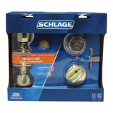 Schlage Bell Bright Brass Deadbolt and Entry Door Knob 1-3/4 in.