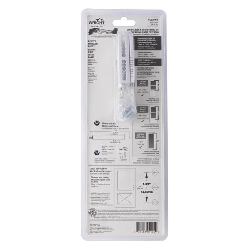 Wright 1-3/4 in. D X 1-3/4 in. L White Steel Lanai Door Repair Kit 1 pk