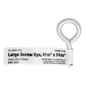Hampton 3/16 in. D X 1-5/8 in. L Zinc-Plated Steel Screw Eye 60 lb. cap. 50 pk, Pack of 50