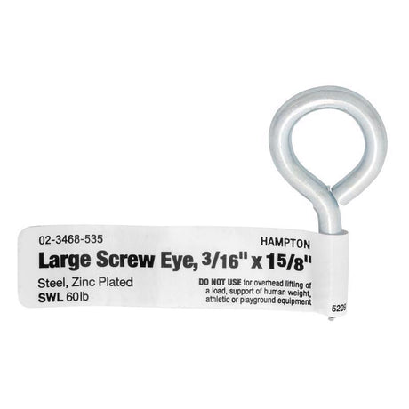 Hampton 3/16 in. D X 1-5/8 in. L Zinc-Plated Steel Screw Eye 60 lb. cap. 50 pk, Pack of 50