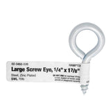 Hampton 1/4 in. D X 1-7/8 in. L Zinc-Plated Steel Screw Eye 70 lb. cap. 50 pk, Pack of 50