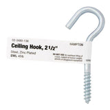 Hampton Small Zinc-Plated Silver Steel 2-1/2 in. L Ceiling Hook 45 lb 1 pk, Pack of 50