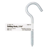 Hampton Small Zinc-Plated Silver Steel 3.375 in. L Ceiling Hook 50 lb 1 pk, Pack of 50