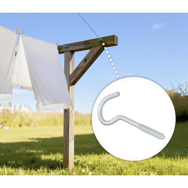 Hampton Small Zinc-Plated Silver Steel 3.375 in. L Ceiling Hook 50 lb 1 pk, Pack of 50
