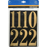 HILLMAN 3 in. Reflective Gold Vinyl Self-Adhesive Number Set 0-9 26 pc, Pack of 6