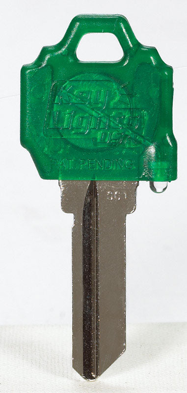 Giant Concepts LLC Keylights Green Head House Key Blank w/Flashlight Single For Schlage/Baldwin Lock, Pack of 10