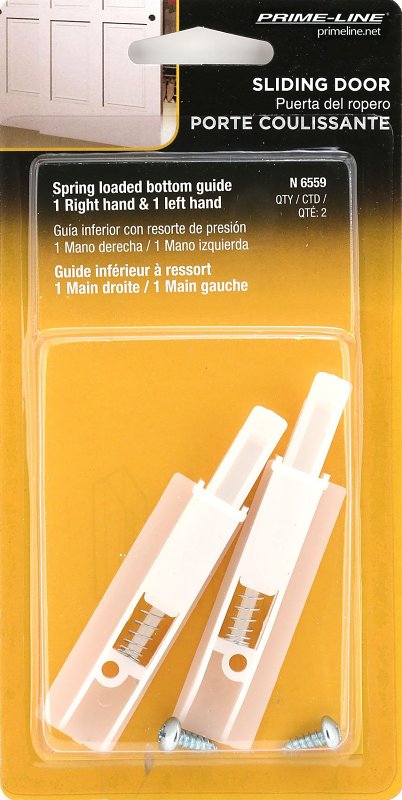 Prime-Line N 6559 Door Guide, Plastic, White, Bottom Corner Mounting