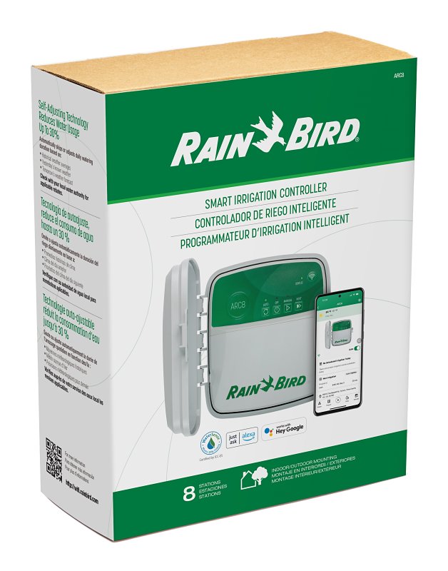 Rain Bird ARC8 App-Based Residential Controller, 120 VAC at 60 Hz Input, 0.68 a at 24 VAC Nominal, 1 a at 24 VAC Maximum