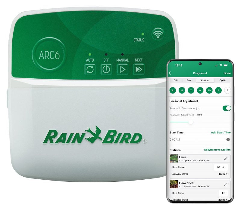 Rain Bird ARC Series ARC6 International Smart Irrigation Controller, 6-Station, 3-Program, 12 Start Times per Program
