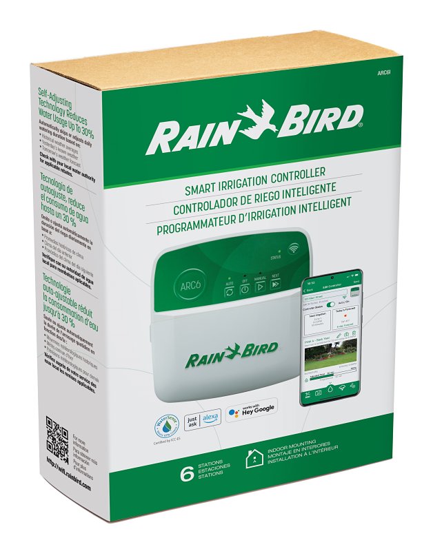 Rain Bird ARC Series ARC6 International Smart Irrigation Controller, 6-Station, 3-Program, 12 Start Times per Program