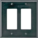 Eaton Wiring Devices PJ262BK Wallplate, 4-7/8 in L, 4.93 in W, 2 -Gang, Polycarbonate, Black, High-Gloss