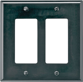 Eaton Wiring Devices PJ262BK Wallplate, 4.87 in L, 4.93 in W, 2-Gang, Polycarbonate, Black, High-Gloss