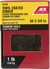 Ace 8D 2-3/8 in. Sinker Vinyl Steel Nail Checkered Head 1 lb