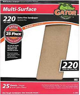 Gator 3260 Sanding Sheet, 11 in L, 9 in W, Extra Fine, 220 Grit, Aluminum Oxide Abrasive