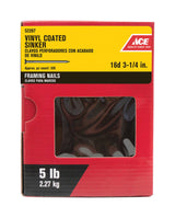 Ace 16D 3-1/4 in. Sinker Vinyl Steel Nail Checkered Head 5 lb