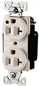 Eaton Wiring Devices AH8300W Duplex Receptacle, Brass, White, 2-Pole, 20 A, 125 V, Back, Side Wiring, NEMA: 5-20R