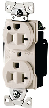 Eaton Wiring Devices AH8300W Duplex Receptacle, Brass, White, 2-Pole, 20 A, 125 V, Back, Side Wiring, NEMA: 5-20R