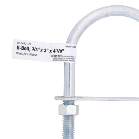 Hampton 3/8 in. X 3 in. W X 4-1/8 in. L Coarse Zinc-Plated Steel U-Bolt, Pack of 10