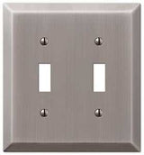 Amerelle Century 163TTAN Wallplate, 4-15/16 in L, 4-9/16 in W, 2 -Gang, Steel, Antique Nickel, Pack of 3