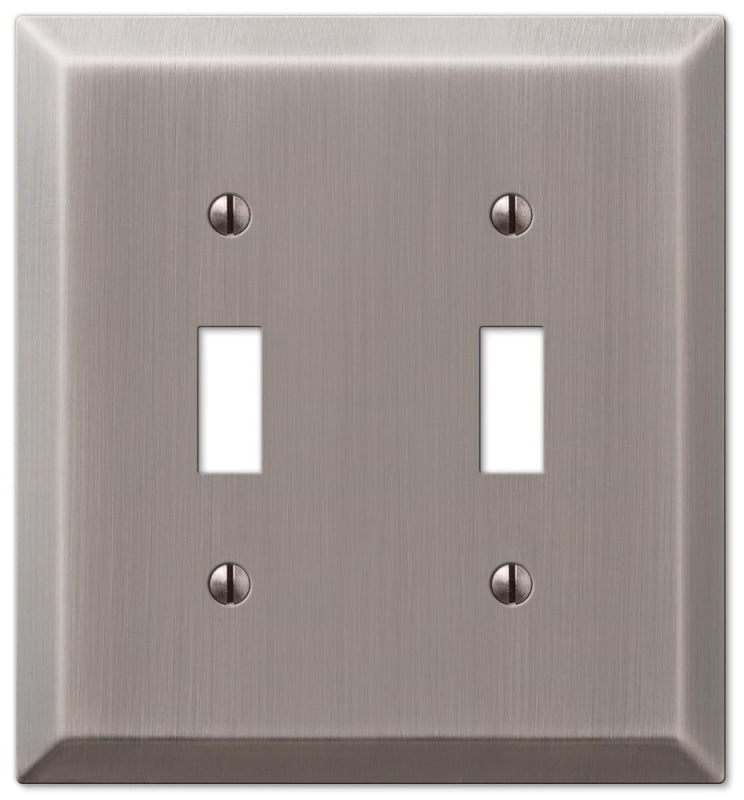 Amerelle Century Series 163TTAN Wallplate, 5 in L, 4.6 in W, 2-Gang, Steel, Antique Nickel-Plated, Pack of 3
