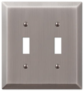 Amerelle Century Series 163TTAN Wallplate, 5 in L, 4.6 in W, 2-Gang, Steel, Antique Nickel-Plated, Pack of 3