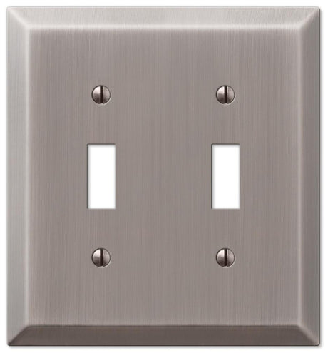 Amerelle Century Series 163TTAN Wallplate, 5 in L, 4.6 in W, 2-Gang, Steel, Antique Nickel-Plated, Pack of 3