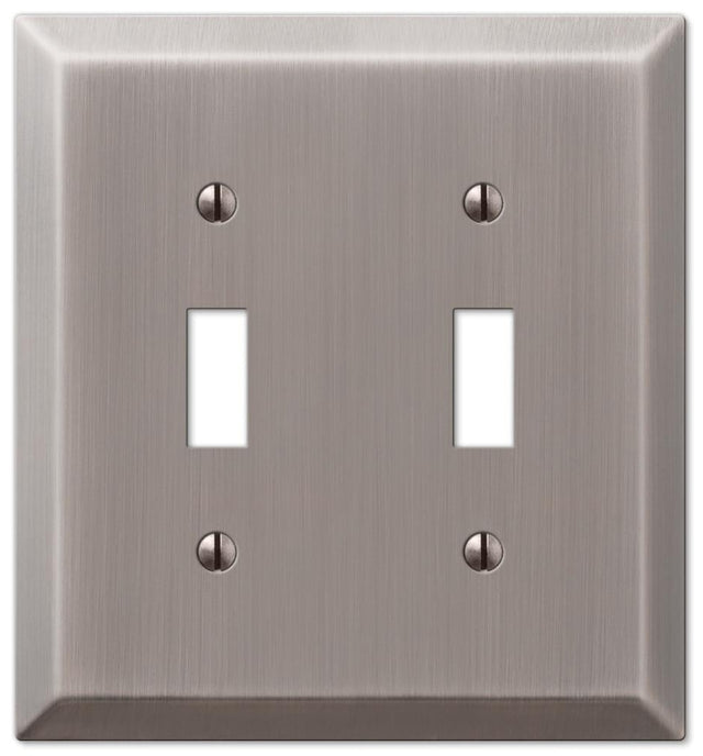 Amerelle Century Series 163TTAN Wallplate, 5 in L, 4.6 in W, 2-Gang, Steel, Antique Nickel-Plated, Pack of 3