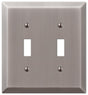Amerelle Century Series 163TTAN Wallplate, 5 in L, 4.6 in W, 2-Gang, Steel, Antique Nickel-Plated, Pack of 3