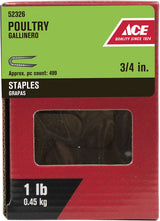 Ace .25 in. W X 3/4 in. L Galvanized Steel Poultry Staples 1 lb