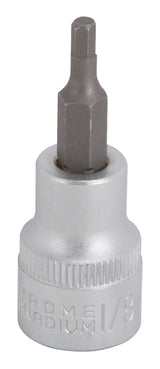 Vulcan 3506005420 Fractional Hex Bit Socket, 1/8 in Tip, 3/8 in Drive, Chrome, 1-7/8 in OAL