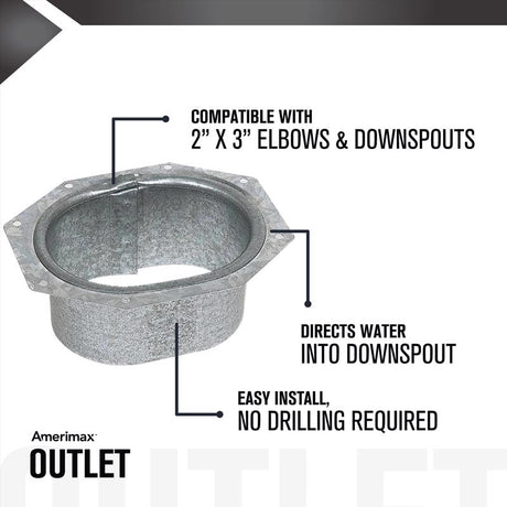 Amerimax 1.5 in. H X 3 in. W X 2 in. L Metallic Aluminum C Downspout Outlet