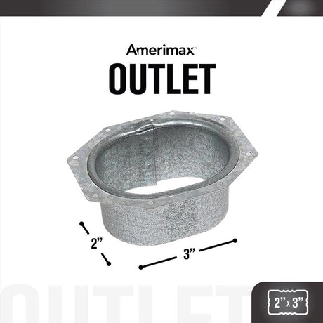 Amerimax 1.5 in. H X 3 in. W X 2 in. L Metallic Aluminum C Downspout Outlet