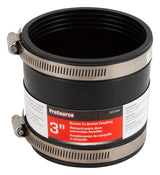 ProSource KJ-011 Coupling, 3 in, Socket to Socket Coupling, PVC, Black