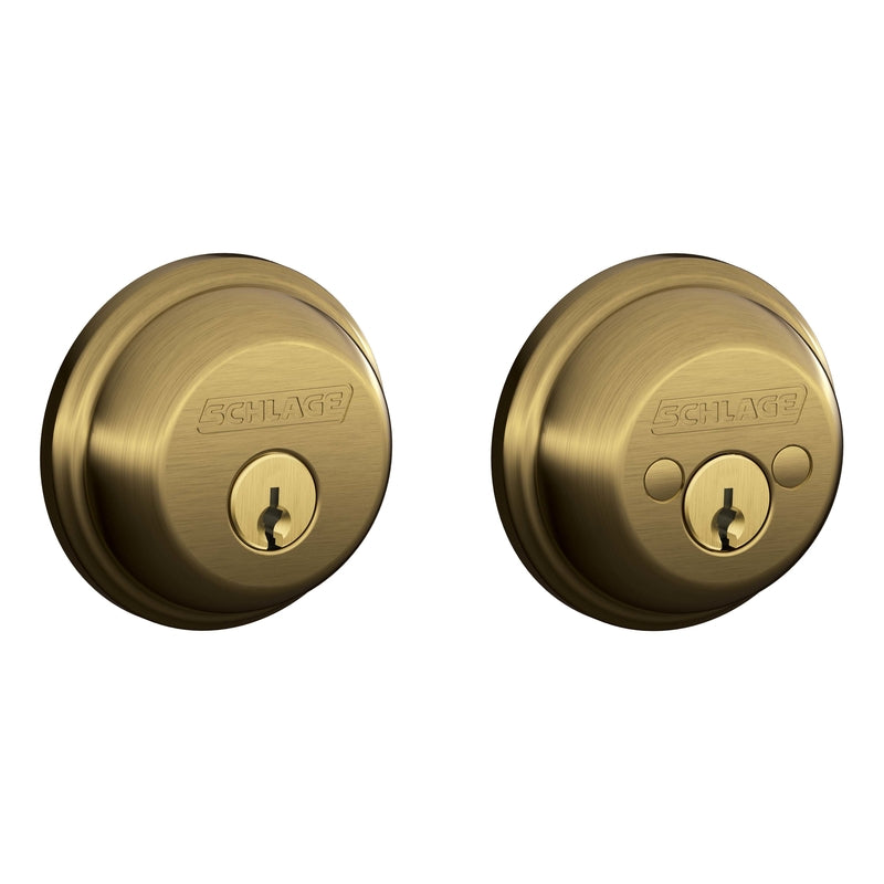 Schlage B-Series Antique Brass Brass Double Cylinder Deadbolt, Pack of 4